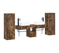 GHVBNMF Ensemble de meubles de salle de bain 5 pièces, montage mural | Combinaison de cinq pièces pour WC d'invités et salle de bain avec suspension murale flexible et ouverture de porte variable