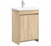 GHVBNMF Ensemble de meubles de salle de bain avec lavabo en chêne Sonoma 81 | Lavabo compact pour votre salle de bain avec base spacieuse, lavabo et robinet assortis.