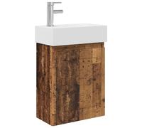 GHVBNMF Ensemble de meubles de salle de bain avec lavabo et robinet en bois | Meuble sous lavabo mural compact en bois avec lavabo en céramique et mitigeur pour salle de bain d'invités et petites salles