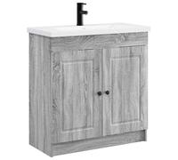 GHVBNMF Ensemble de meubles de salle de bain avec robinet de lavabo Gris | Lavabo compact avec robinet et armoire pour petites salles de bain ou WC d'invités. Beaucoup d'espace pour les produits de