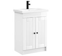 GHVBNMF Ensemble de meubles de salle de bain avec robinet d'évier 2 pièces | Ensemble complet de lavabo en bois robuste avec bouton en métal noir pour salle de bain et WC d'invités.
