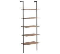 GHVBNMF Étagère échelle à 5 étages Marron foncé Noir 64 x 35 x 185 cm | Étagère compacte à 5 niveaux en bois et acier pour salon, couloir et bureau avec une capacité de charge de 40 kg.