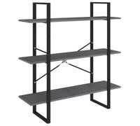 GHVBNMF Étagère sur pied en pin massif à 3 compartiments Gris 100 x 30 x | Étagère de rangement industrielle en pin massif avec 3 niveaux pour salon, couloir et bureau.