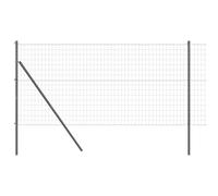 GHVBNMF Euroclôture 1 x 25 m avec poteaux en acier PVC gris | Kit de clôture en treillis solide - 2500 x 100 cm - En acier et PVC - Gris - Pour jardin, terrasse - Avec accessoires.