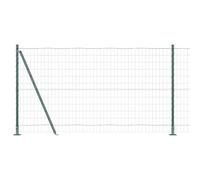 GHVBNMF Euroclôture avec poteaux 1,2 x 10 m vert en acier et PVC | Clôture de jardin stable pour terrasse et terrain, kit complet flexible à monter avec treillis et fil de liaison.