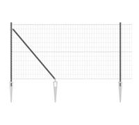 GHVBNMF Euroclôture avec poteaux - 25 x 1 m - Grillage de jardin - Gris | Kit complet de clôture métallique solide en acier et PVC gris pour jardin et terrain pour délimitation flexible en extérieur.
