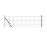 GHVBNMF Euroclôture Kit complet avec poteaux Gris 0,4 x 50 m Acier | Délimitation stable pour jardin et terrasse. Système de clôture flexible avec fil de liaison et fil de serrage.