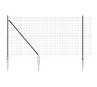 GHVBNMF Euroclôture kit complet avec poteaux gris 1,2 x 25 m acier PVC | Clôture en treillis robuste pour jardin et terrain, adaptable de manière flexible avec accessoires de montage complets dans