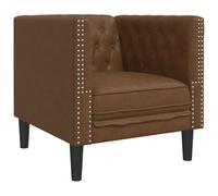GHVBNMF Fauteuil Chesterfield marron rembourré en microfibre | Fauteuil club classique marron pour salon et bureau, rembourré doux avec rembourrage en mousse épaisse.
