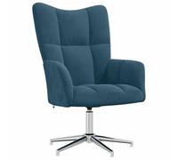 GHVBNMF Fauteuil relax en velours bleu pivotant à 360° avec pied en acier | Design matelassé moderne avec housse en velours pour le salon et la chambre à coucher, grand confort d'assise grâce à la base