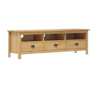 GHVBNMF Hill Meuble TV bas en pin massif 158 x 40 x 47 cm | Buffet rétro élégant pour le salon avec 3 tiroirs et 3 compartiments ouverts pour appareils multimédias et accessoires.