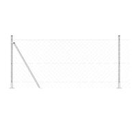 GHVBNMF Kit complet de clôture métallique argenté 10 x 0,8 m en acier 5 | Clôture de jardin robuste en acier revêtu par pulvérisation pour terrasse et terrain avec 5 poteaux de montage stables.