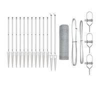GHVBNMF Kit de clôture de jardin argenté avec 13 piquets en acier de 25 m | Panneaux de clôture robustes en acier pour jardin et terrasse, protège efficacement les espaces extérieurs des regards
