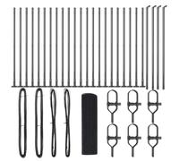 GHVBNMF Kit de clôture d'extérieur avec poteaux gris 500 x 40 cm pour | Kit complet de clôture de jardin stable en acier revêtu par pulvérisation en gris, idéal comme brise-vue décoratif pour la