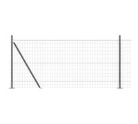 GHVBNMF Kit de clôture en fil métallique avec poteaux - 1 x 10 m - Gris | Kit complet de clôture de jardin en acier et PVC pour jardin et terrasse, avec poteaux, fil de serrage et de liaison.