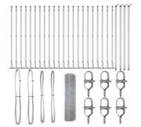 GHVBNMF Kit de clôture en treillis argenté avec 22 poteaux, 5000 x 100 cm | Kit complet de clôture de jardin stable en acier revêtu par pulvérisation pour terrasse et délimitation de terrain en
