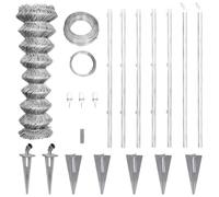 GHVBNMF Kit de clôture en treillis avec poteaux - 15 x 1,5 m - Fil d'acier | Clôture robuste pour jardin et cour avec accessoires, y compris des manchons de sol, tendeurs de fil et fil de serrage pour