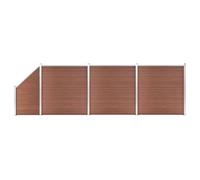 GHVBNMF Kit de clôture en WPC avec poteaux - 619 x 186 cm - Marron - 4 | Clôture à lamelles opaque pour jardin et terrasse : design des deux côtés avec aspect bois sans repeinture.