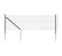 GHVBNMF Kit de clôture grillagé gris 10 x 0,6 m avec 5 poteaux en acier PVC | Clôture métallique robuste pour une délimitation claire sur la terrasse, le parterre et la pelouse dans le jardin. Montage