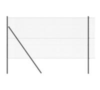 GHVBNMF Kit de clôture grillagé gris 1000 x 140 cm avec 14 poteaux en acier | Kit complet de clôture de jardin pour terrasse et terrain : acier revêtu par pulvérisation avec revêtement en PVC gris.