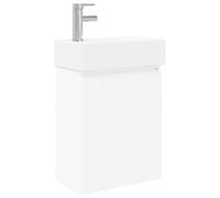 GHVBNMF Lavabo avec meuble bas - 45,5 cm - Montage mural - Blanc | Ensemble de meubles de salle de bain compact avec lavabo en céramique et robinet. Idéal pour les petites salles de bains et
