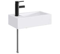 GHVBNMF Lavabo avec robinet noir mat 45,5 x 25,5 x 13 cm | Bassin compact en métal avec bonde de vidage. Résistant à la corrosion et peu encombrant pour les toilettes d'invités ou les