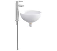GHVBNMF Lavabo de salle de bain en métal chromé 32 x 32 x 13 cm avec | Lavabo compact à poser pour la salle de bain moderne et les toilettes d'invités, avec robinet et kit de vidage assortis.