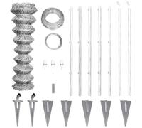 GHVBNMF Lot de 15 clôtures grillagées avec poteaux en acier galvanisé 15 x | Kit complet de clôture métallique en acier galvanisé pour jardin et cour. Comprend des poteaux, des manchons de sol et des