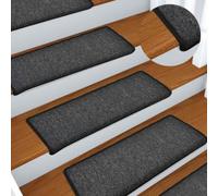 GHVBNMF Lot de 15 tapis d'escalier rectangulaires - 65 x 21 cm - Anthracite | Protection autocollante pour escalier en bois : insonorisant, durable et facile à nettoyer.