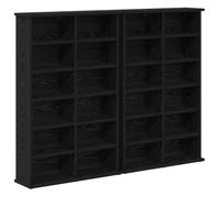 GHVBNMF Lot de 2 étagères CD en bois noir aspect chêne 60 x 17 x 92 cm | Organiseur multimédia flexible pour salon et bureau avec 10 compartiments, étagères réglables et fixation murale.