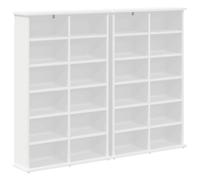 GHVBNMF Lot de 2 étagères pour CD - En bois - Blanc - 60 x 17 x 92 cm | Étagère multimédia fine avec compartiments réglables pour salon et bureau, support mural anti-basculement inclus.