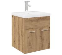 GHVBNMF Lot de 2 meubles de lavabo avec robinet en céramique 41 cm | Armoire suspendue compacte pour les toilettes d'invités avec tiroir spacieux, bac de trop-plein et kit de mitigeur assorti.