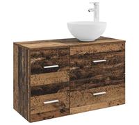 GHVBNMF Lot de 2 meubles de salle de bain en bois vieilli avec lavabo | Montage flexible sans pré-perçage dans la salle de bain avec 3 tiroirs en bois avec inserts de perçage.