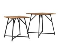 GHVBNMF Lot de 2 tables d'appoint carrées aspect bois vieilli et métal | Duo élégant en bois robuste et cadre en métal solide pour salon, chambre à coucher et couloir.
