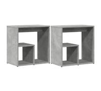 GHVBNMF Lot de 2 tables d'appoint en bois gris béton 50 x 30 x 50 cm | Table de chevet pratique Duo pour salon et chambre à coucher avec surface de rangement stable et protection contre le