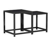 GHVBNMF Lot de 2 tables d'appoint industrielles en acier MDF noir | Tables d'appoint compactes pour salon et chambre à coucher. Cadre en acier robuste avec plateau en MDF facile d'entretien.