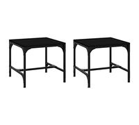 GHVBNMF Lot de 2 tables d'appoint noires - 40 x 40 x 35 cm - En bois | Lot de 2 tables d'appoint industrielles pour salon et chambre à coucher, avec pieds réglables et cadre en acier robuste.