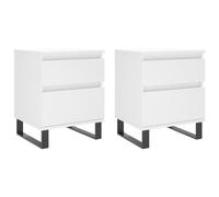 GHVBNMF Lot de 2 tables de chevet blanches 40 x 35 x 50 cm avec tiroir et | Console de chevet moderne pour chambre à coucher avec compartiment, tiroir et pieds en métal robuste pour un espace de