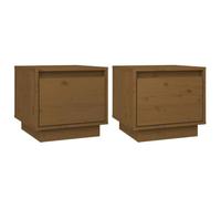 GHVBNMF Lot de 2 tables de chevet en pin massif marron miel 35 x 34 x 32 cm | Les tables d'appoint compactes pour chambre à coucher en pin massif créent de l'ordre pour les livres