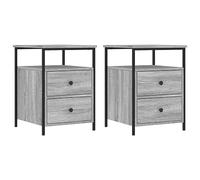 GHVBNMF Lot de 2 tables de chevet gris Sonoma - 44 x 45 x 60 cm - En bois | Lot de 2 armoires d'appoint industrielles pour chambre à coucher et salon avec pieds réglables et sécurité murale.