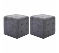 GHVBNMF Lot de 2 tables de chevet rembourrées avec structure en bois Gris | Tabouret cube polyvalent pour chambre à coucher et salon. Housse rembourrée douce aspect daim avec siège boutonné.