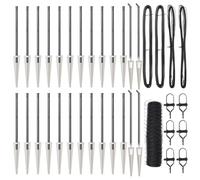 GHVBNMF Lot de 27 poteaux de clôture de jardin gris en acier 5000 x 3,2 x | Kit de clôture robuste pour délimiter le jardin et la terrasse, design moderne en acier avec piquets pour montage extérieur.