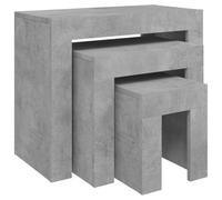 GHVBNMF Lot de 3 tables basses gris béton en bois | Trio polyvalent pour chambre à coucher et bureau : empilable pour économiser de l'espace et particulièrement facile à