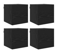 GHVBNMF Lot de 4 armoires TV murales en chêne noir 30,5 cm | Quatre modules suspendus avec porte pivotante à 90 degrés pour une décoration murale flexible dans le salon et la chambre à