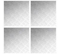 GHVBNMF Lot de 4 marches d'escalier en tôle ondulée en aluminium argenté 50 | Protection antidérapante pratique pour escalier et bureau : panneaux robustes avec structure adhérente pour une marche sûre.