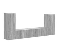 GHVBNMF Lot de 4 meubles TV bas en bois Sonoma gris | Combinaison murale moderne avec port de charge USB pour votre salon. L'espace de rangement flexible crée un ordre élégant.