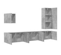 GHVBNMF Lot de 5 meubles muraux pour TV - Gris béton - En bois | Montage mural peu encombrant pour le salon et le bureau avec des modules combinables de manière flexible à l'aspect béton.