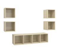 GHVBNMF Lot de 5 meubles TV muraux en chêne Sonoma | Meuble suspendu flexible pour salon et chambre à coucher avec beaucoup d'espace de rangement et aspect moderne.