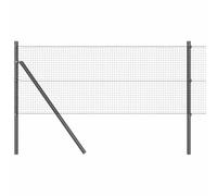 GHVBNMF Lot de 53 poteaux de clôture avec clôture Gris 10 m x 0,8 m Acier | Kit de clôture robuste pour jardin et terrasse en acier revêtu par pulvérisation et PVC gris pour une délimitation claire.