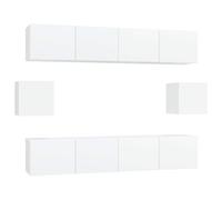 GHVBNMF Lot de 6 armoires TV murales blanches | Montage mural peu encombrant pour le salon et la chambre à coucher avec beaucoup d'espace de rangement derrière des portes